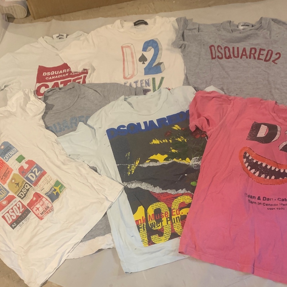 7 loDSQUARED2 Junior Kids Mixed Graphic Tees Set - Pink, White, Gray, Light Blue